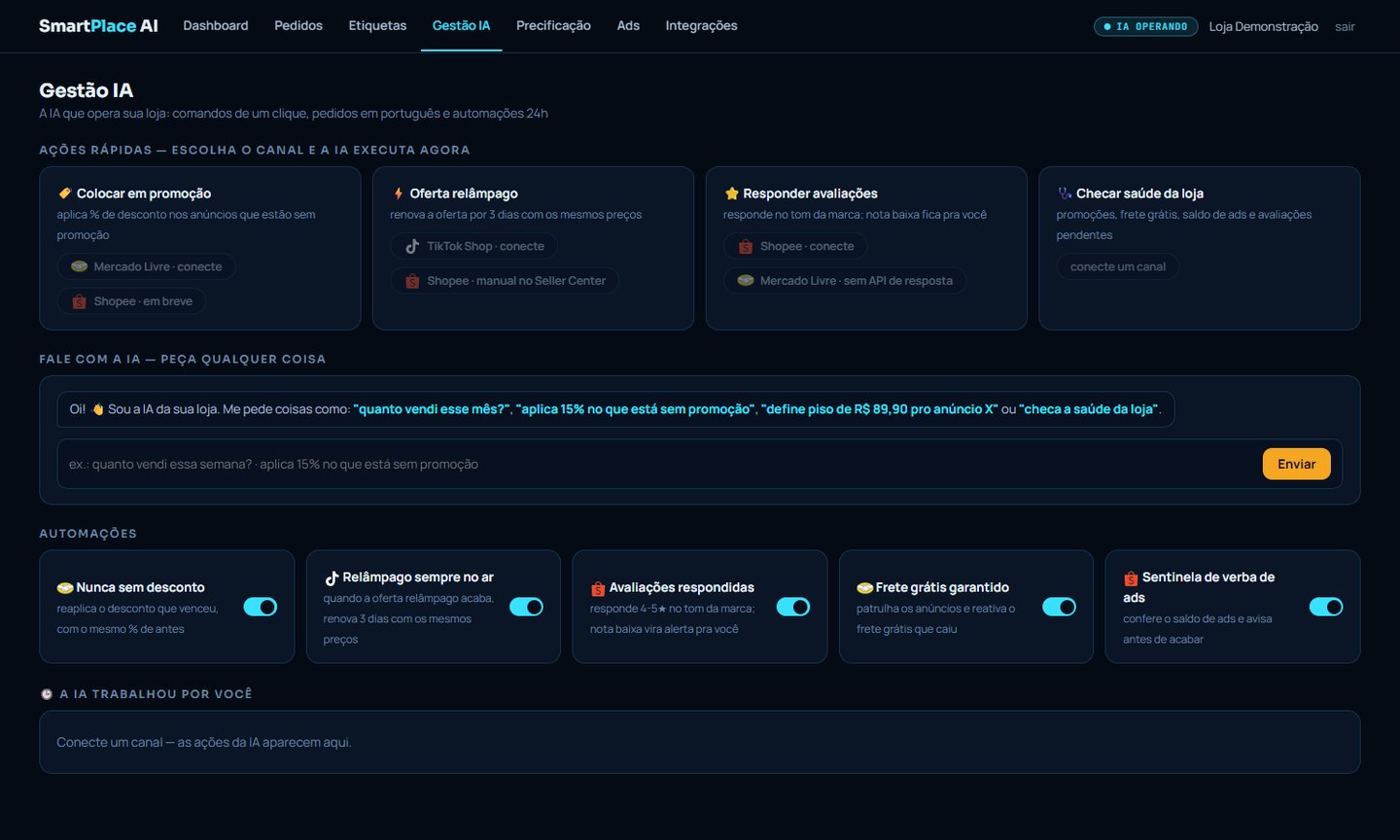 Tela de automações do SmartPlace AI